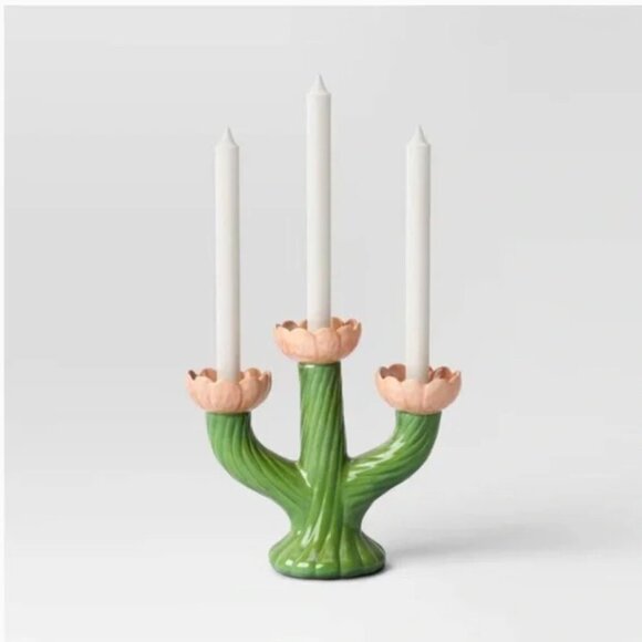 Threshold Target Cactus Flower Candelabra Candle Holder Ceramic Spring 2025 - Picture 1 of 2